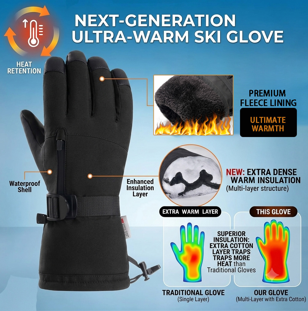 Winter Ski Gloves Men Women, W - Snow Glove Insulated ulasan dan harga